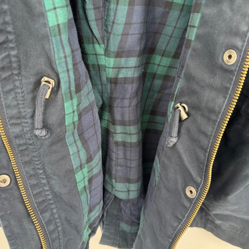 VTG LLBean Mens Navy Plaid Blanket Lined Field Barn Chore Coat Jacket Size XL - Picture 4 of 6